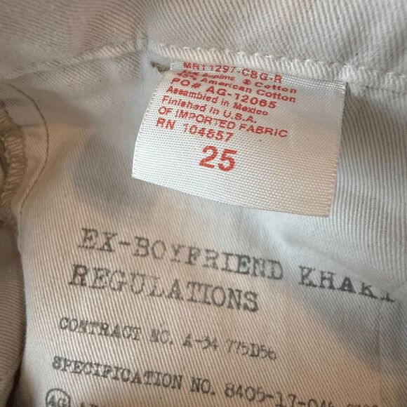 AG Adriano Goldschmied Womens Distressed Ex-Boyfriend Khaki Crop Pants Tan Sz 25 - Picture 5 of 11